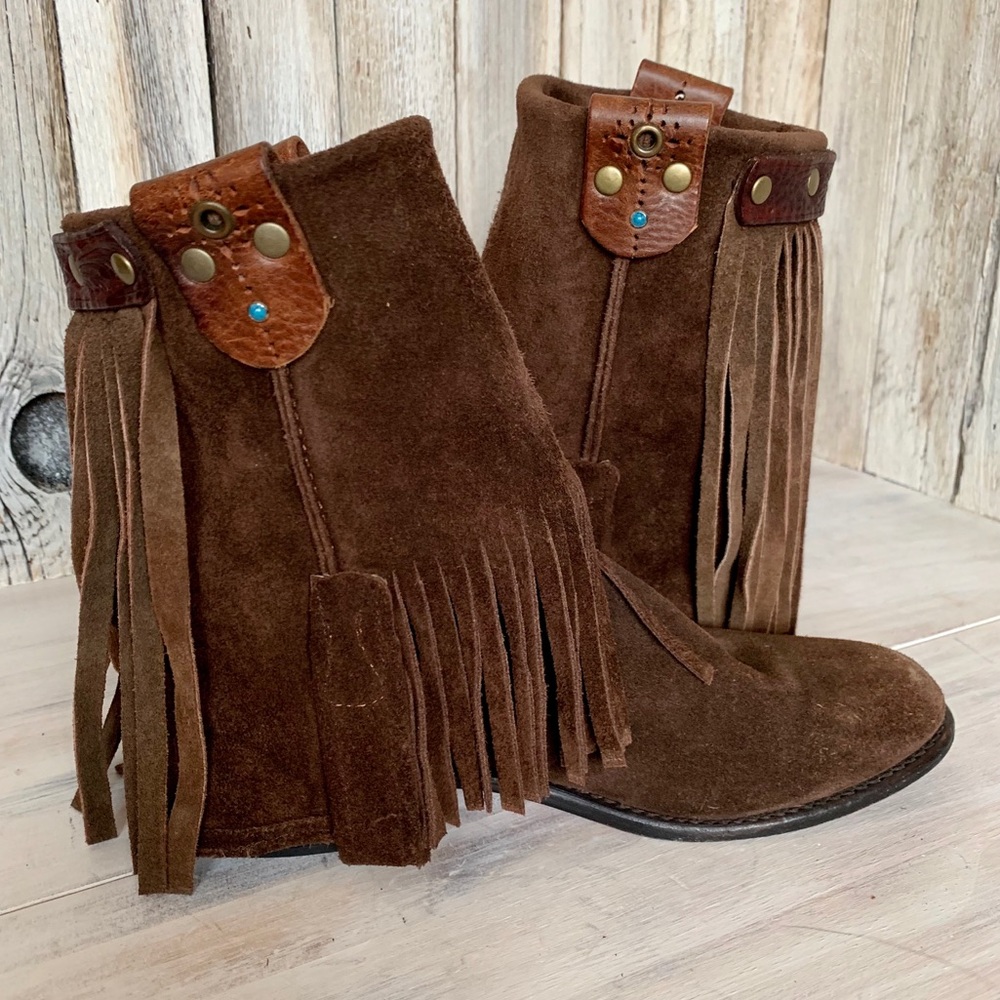 Frye- REWOKED Suede Fringe Bootie